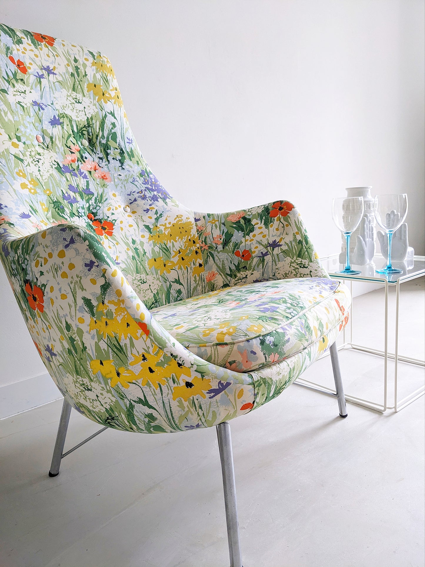 Floral Print Lounge Chairs by Karl Ekselius for Pastoe 1950's