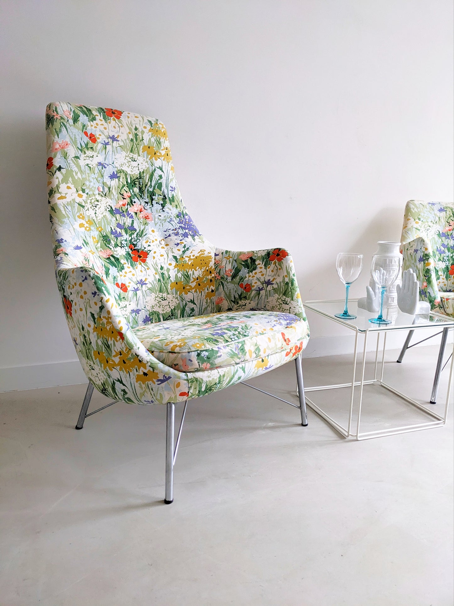 Floral Print Lounge Chairs by Karl Ekselius for Pastoe 1950's