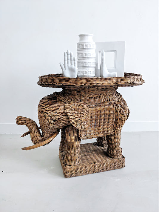 Rattan Elephant Plant Stand 1960's