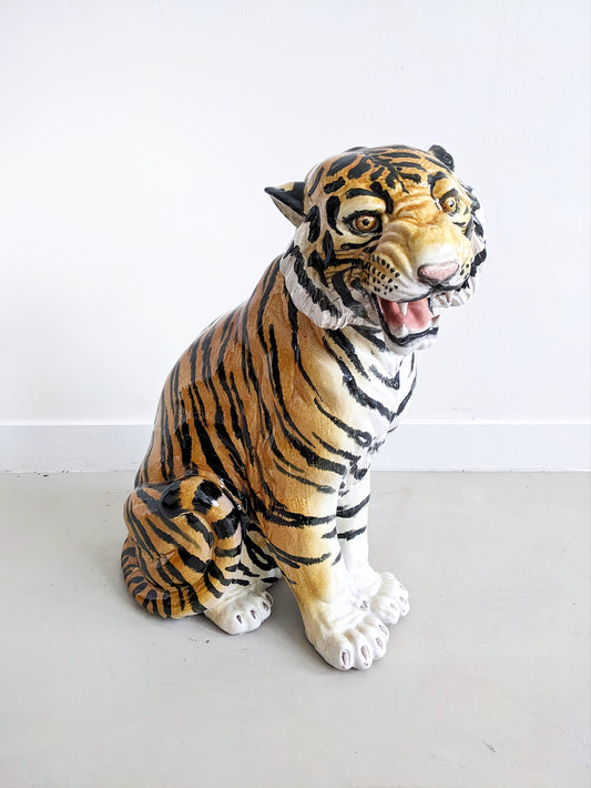 Italian Ceramic Tiger Statue 1970's