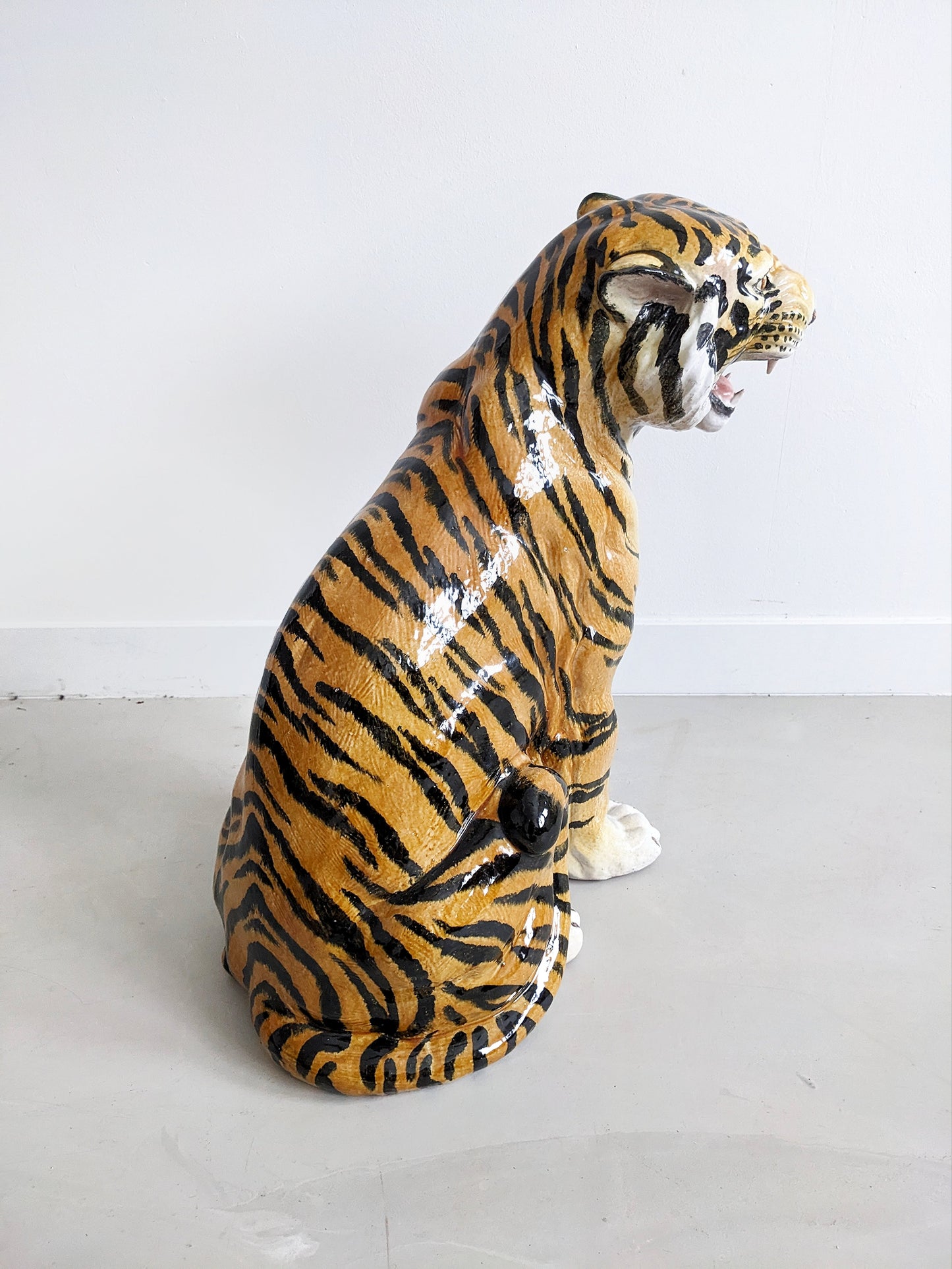 Italian Ceramic Tiger Statue 1970's
