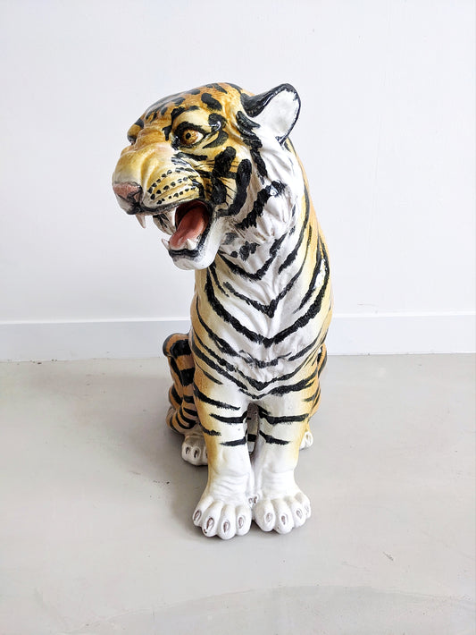 Italian Ceramic Tiger Statue 1970's