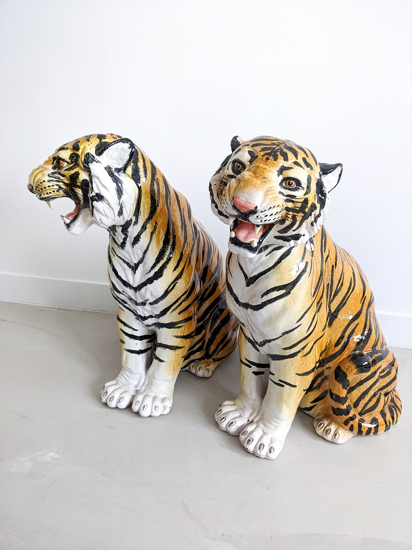 Italian Ceramic Tiger Statue 1970's