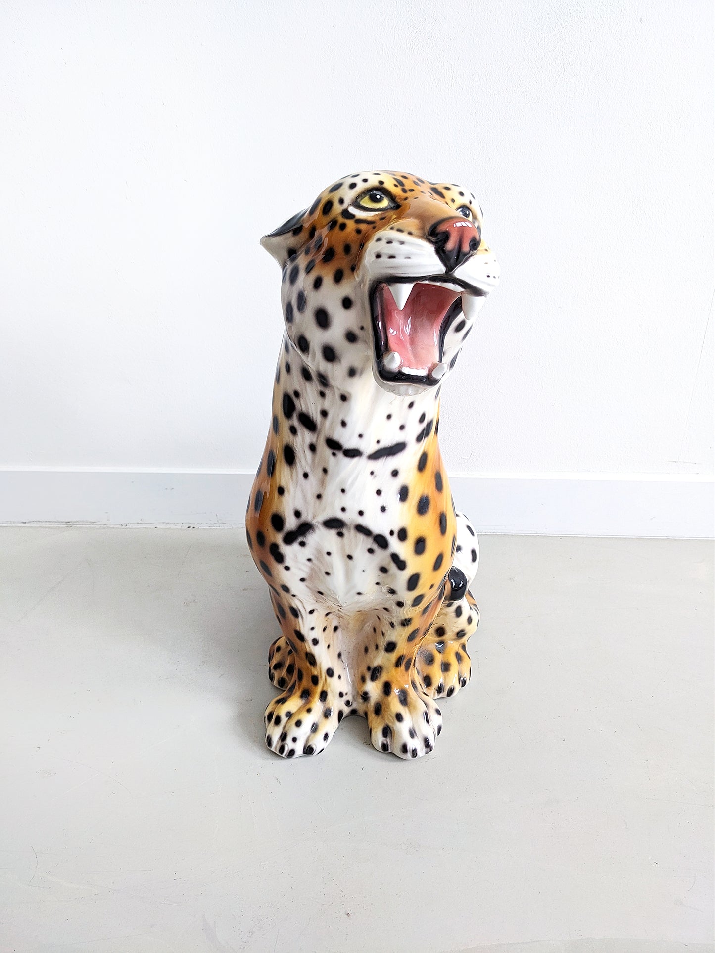 Ceramic Leopard Statue 1990's