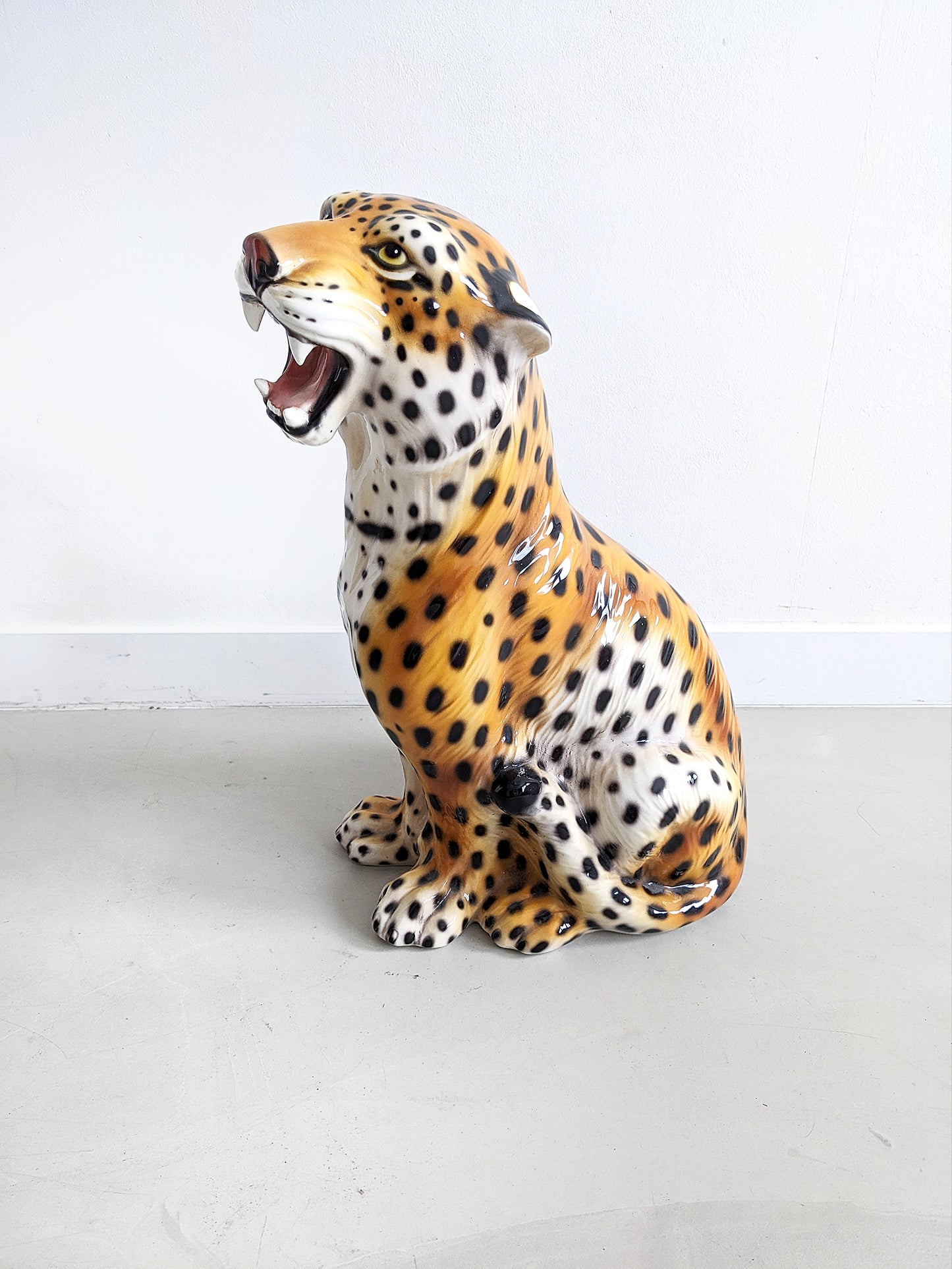 Ceramic Leopard Statue 1990's