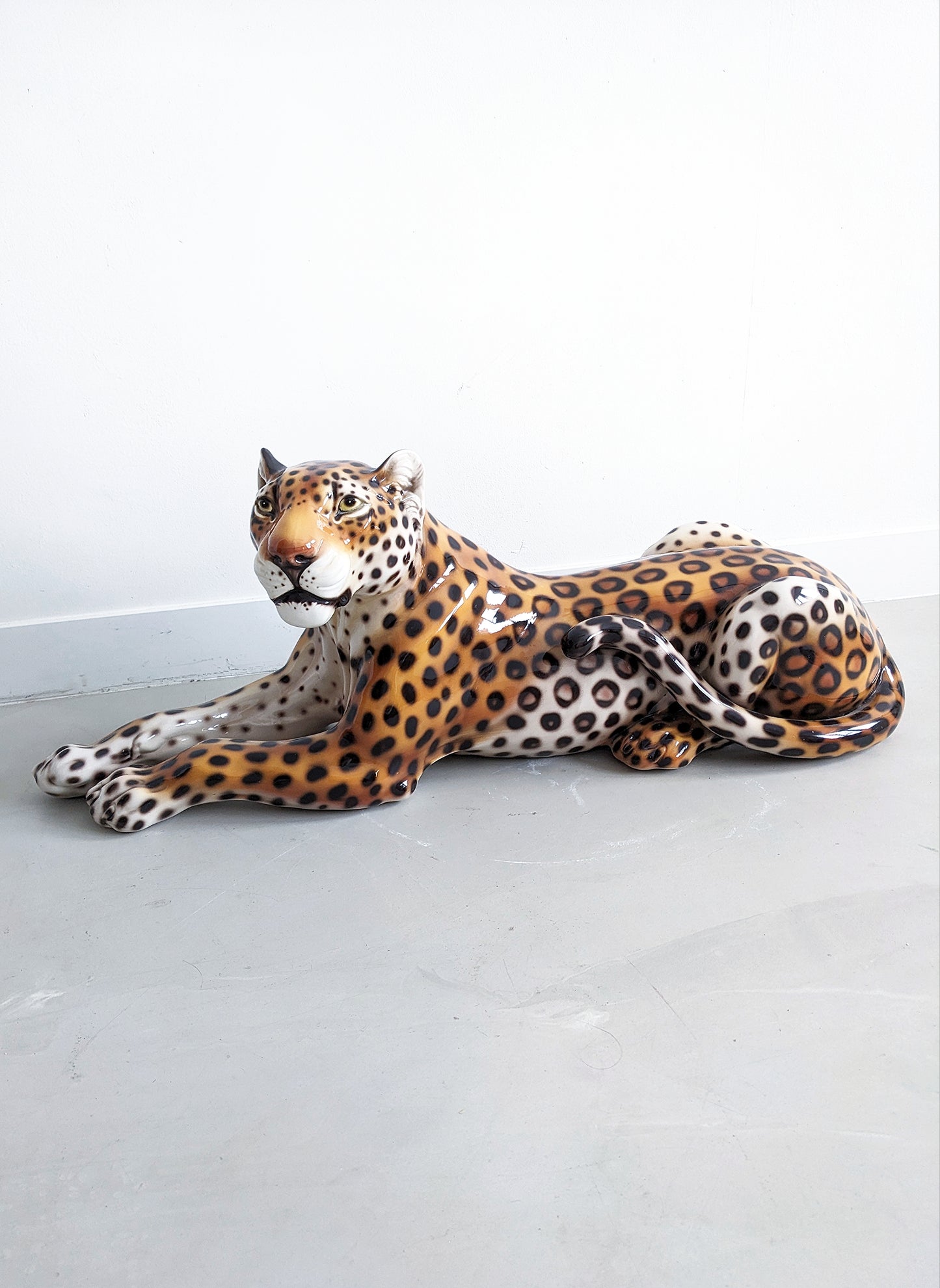 Ceramic Leopard Statue 1990's