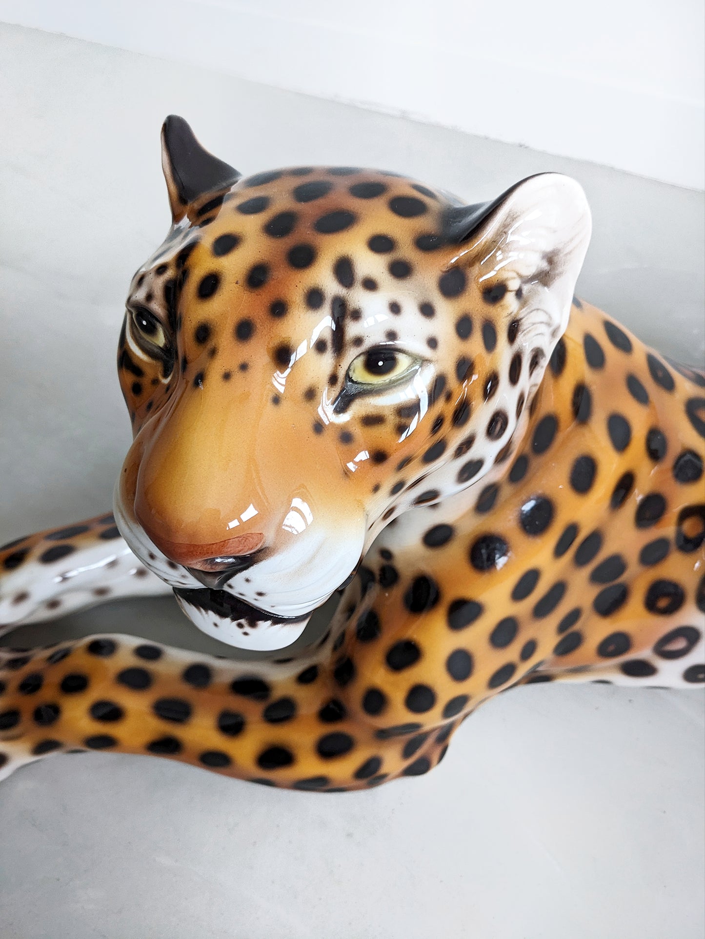 Ceramic Leopard Statue 1990's