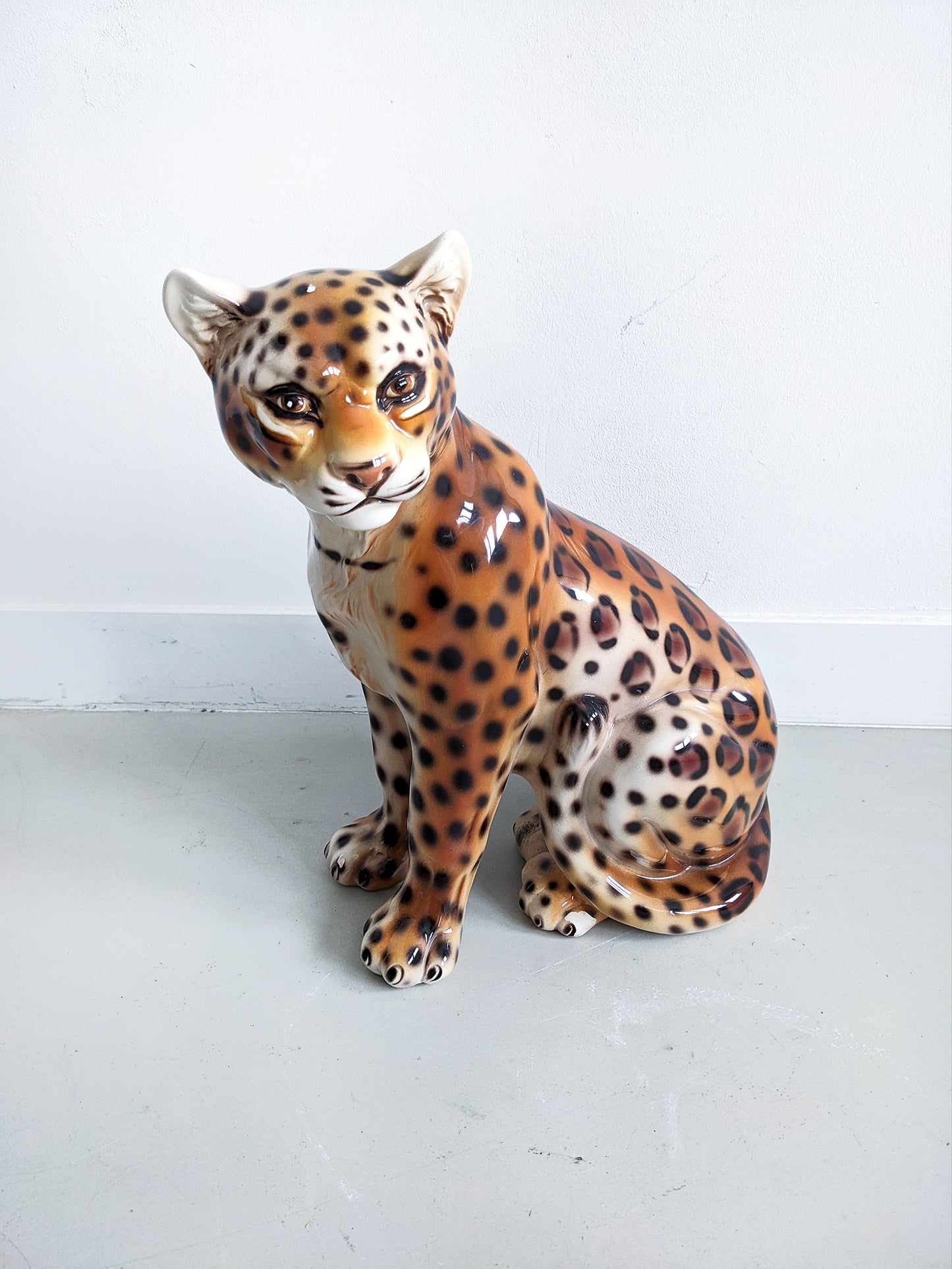 Ceramic Leopard Statue 1990's