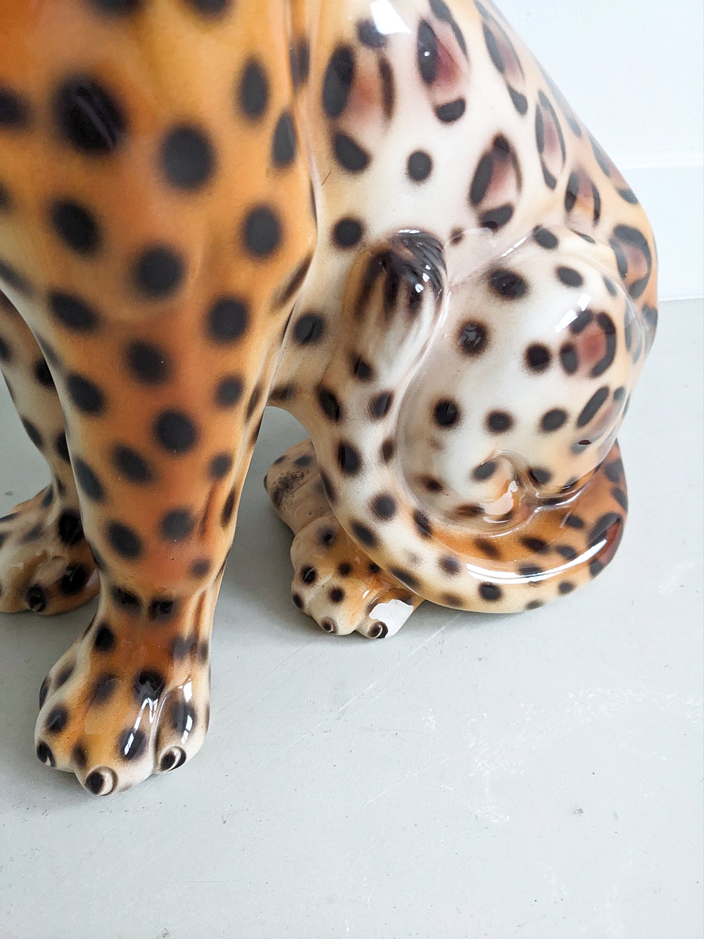 Ceramic Leopard Statue 1990's