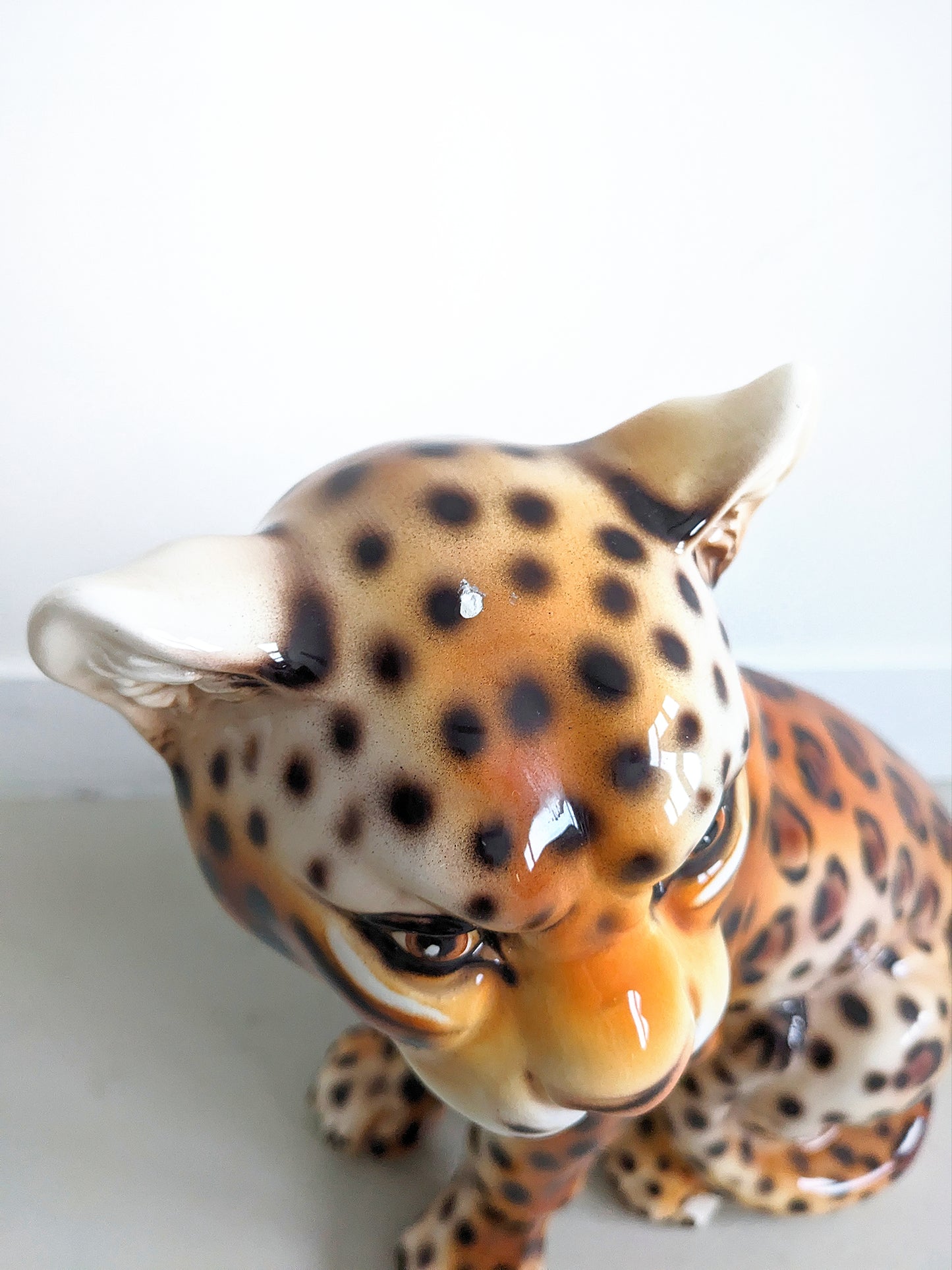 Ceramic Leopard Statue 1990's