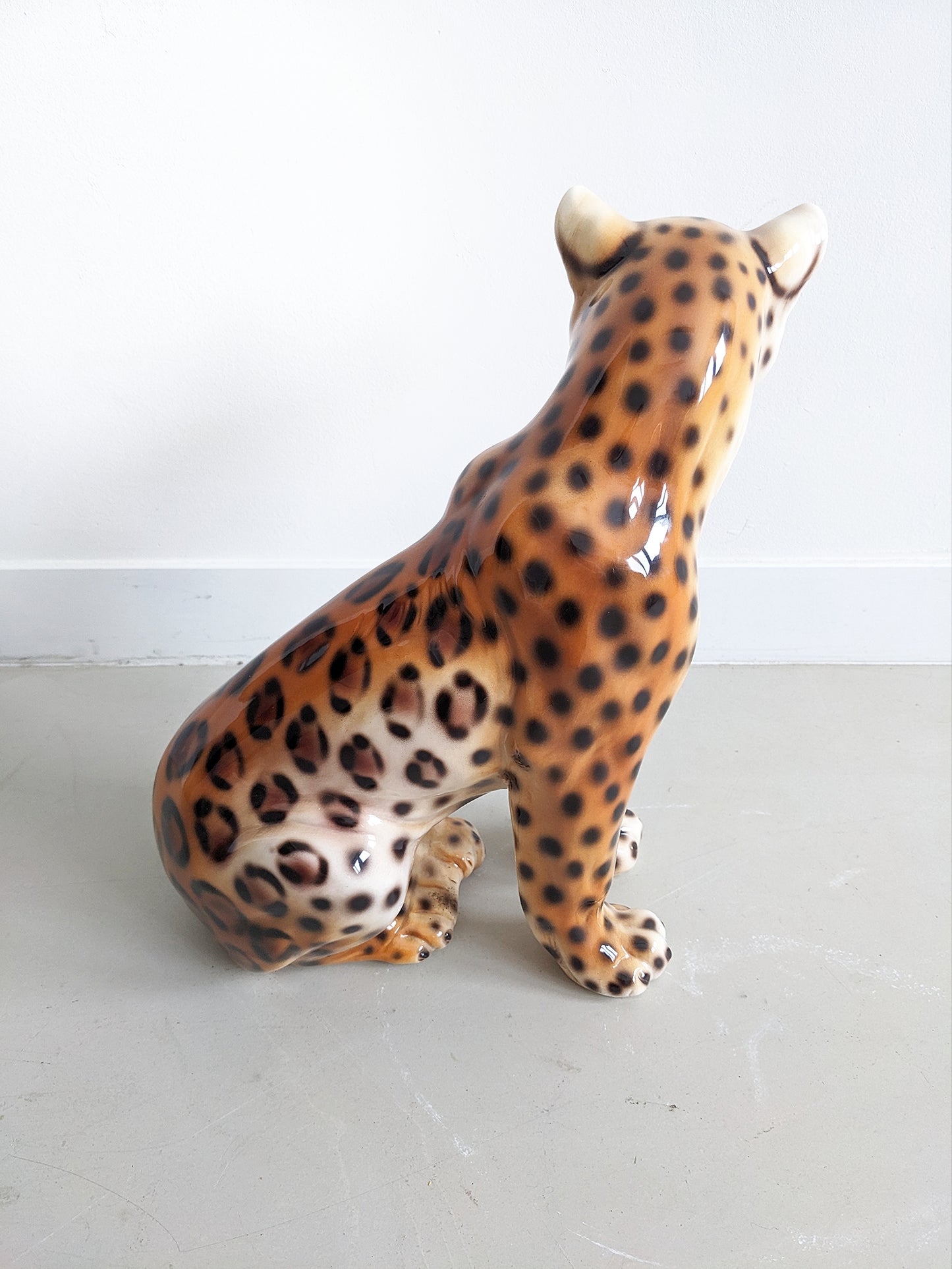 Ceramic Leopard Statue 1990's