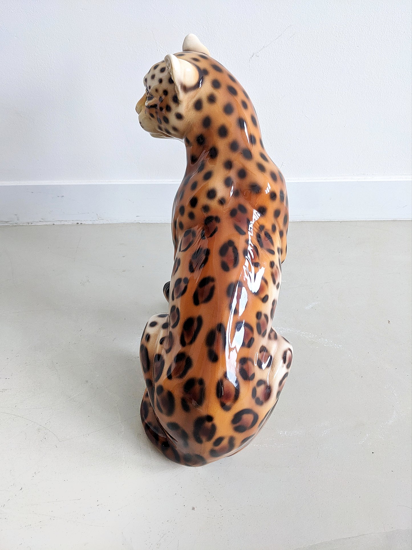 Ceramic Leopard Statue 1990's