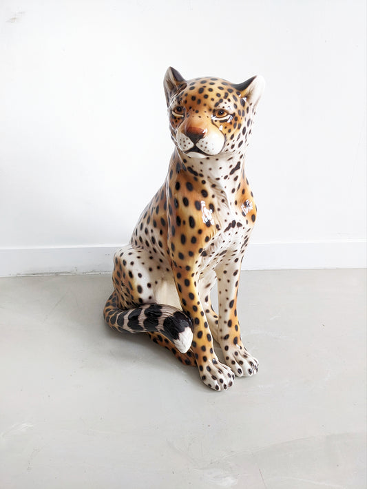 Ceramic Cheetah Statue 1980's