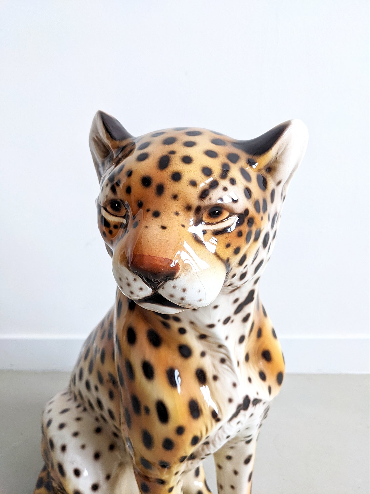 Ceramic Cheetah Statue 1980's