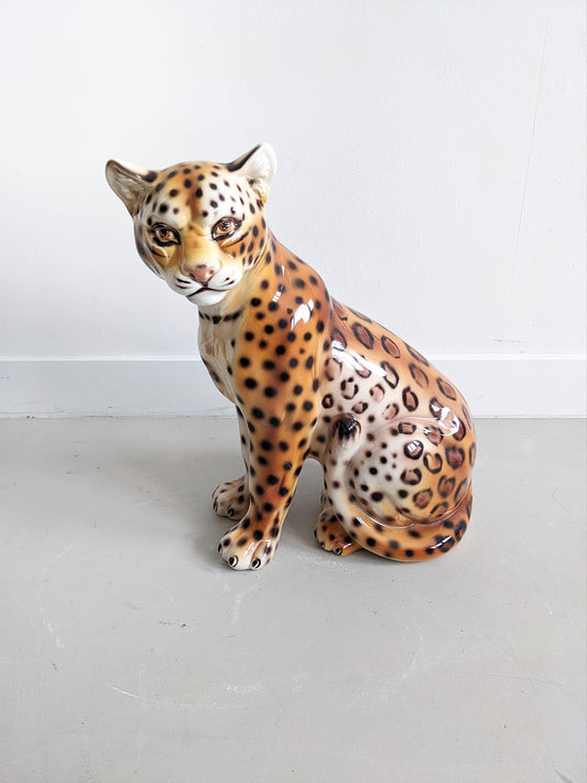 Ceramic Leopard Statue 1990's
