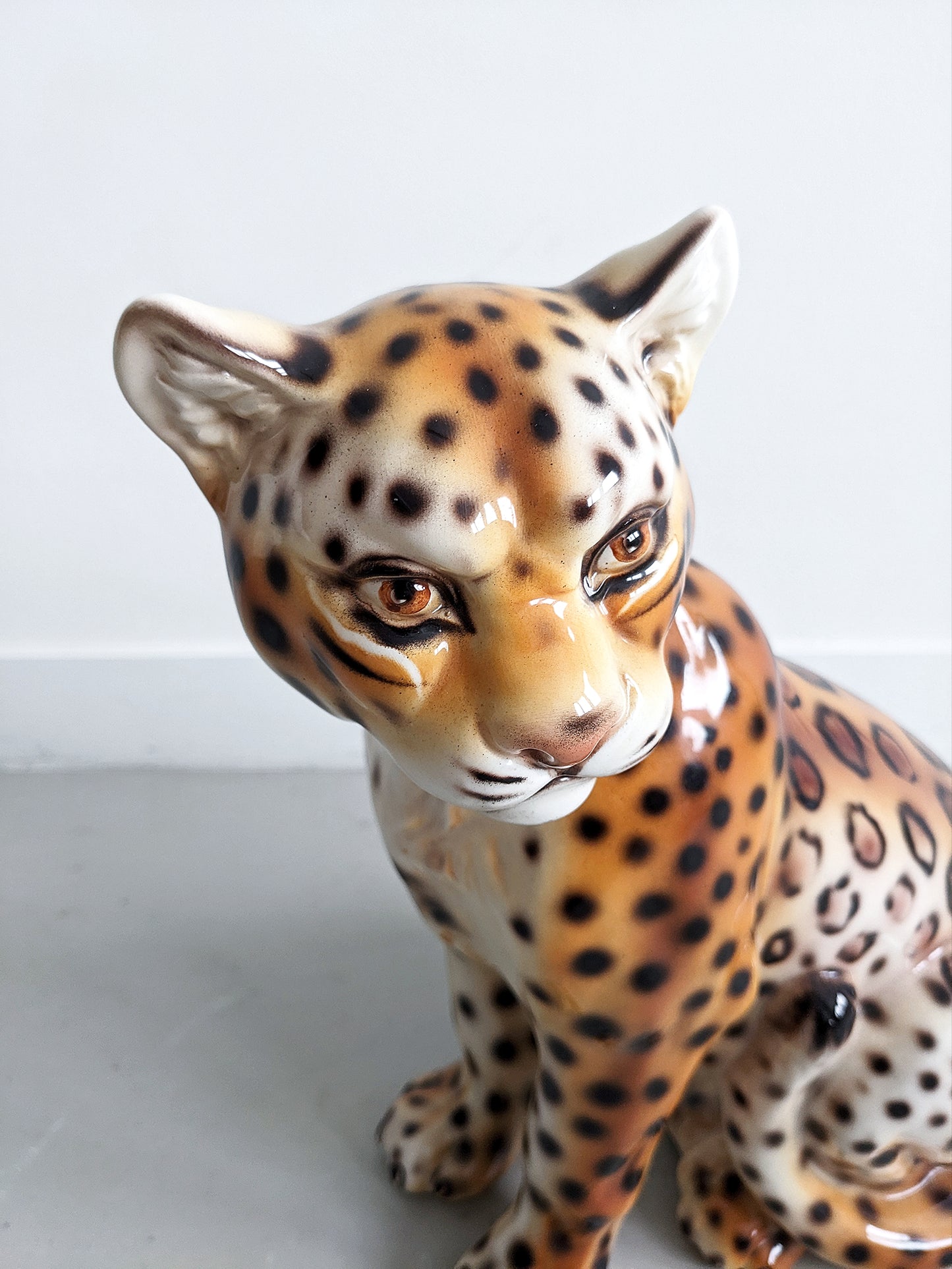 Ceramic Leopard Statue 1990's