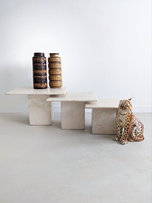 Travertine Nesting Tables 1980's