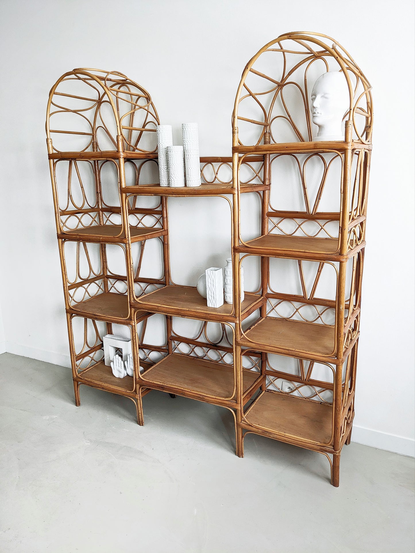 French Rivièra Rattan Etagère 1960's