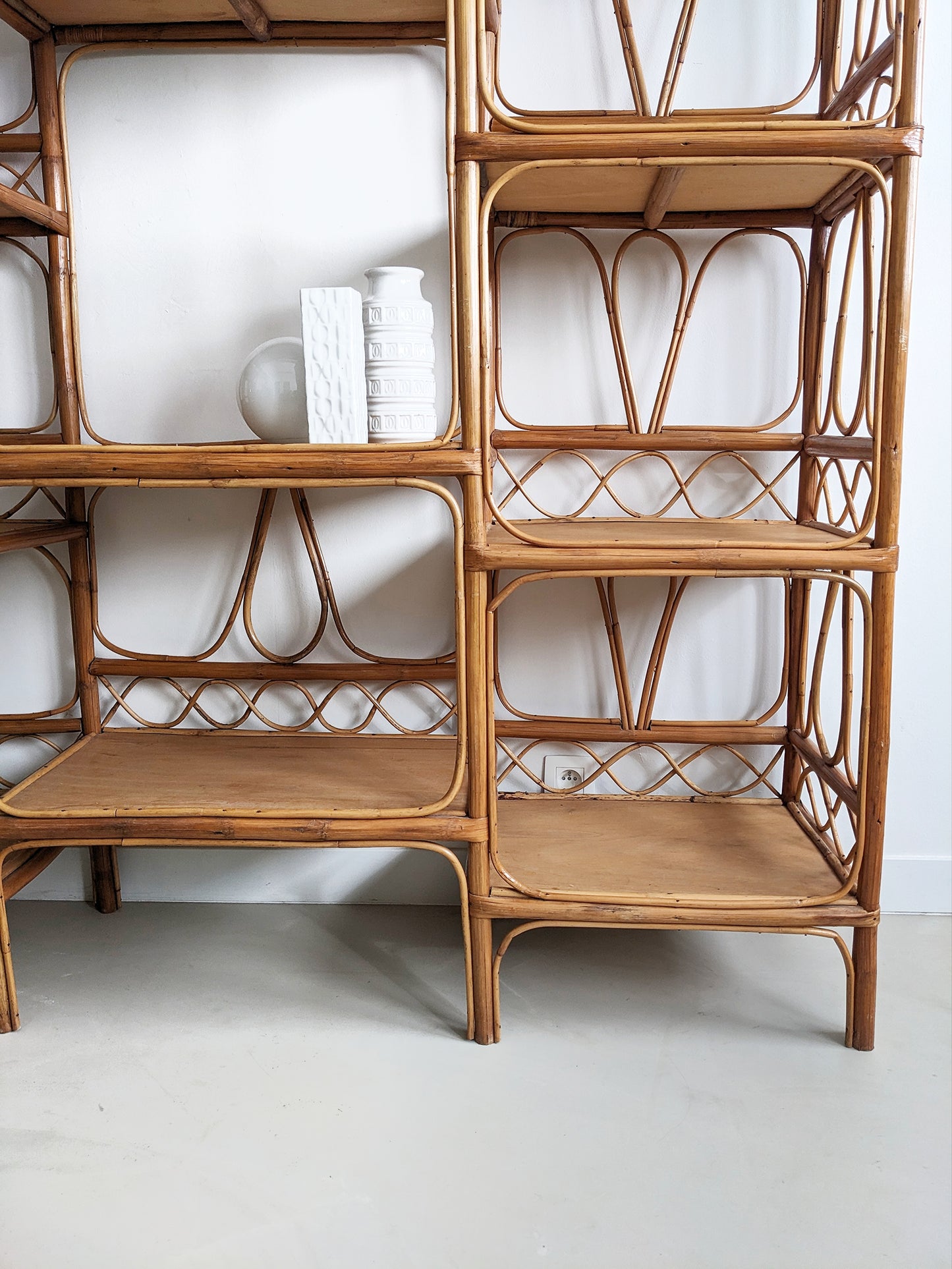 French Rivièra Rattan Etagère 1960's