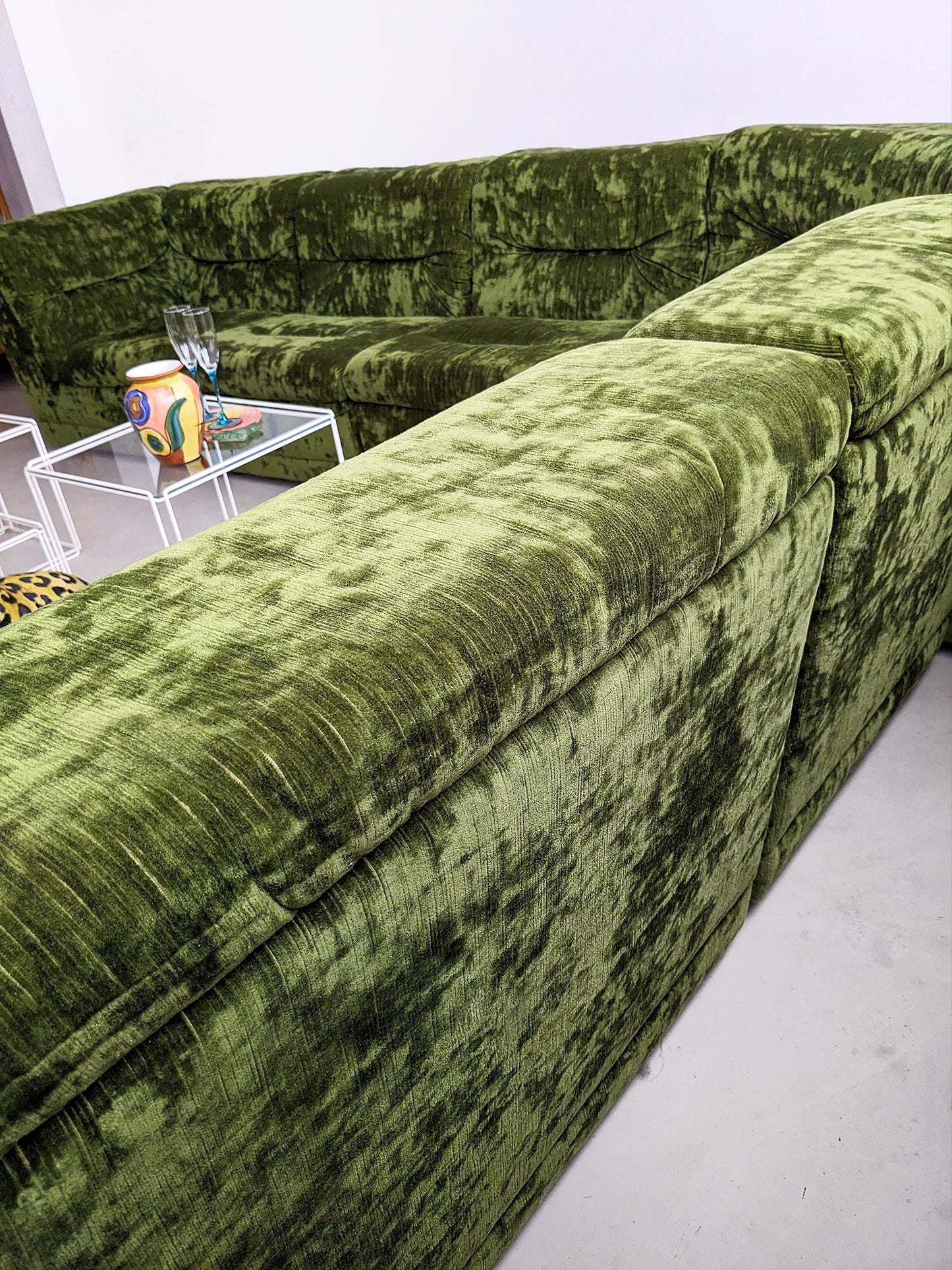 Modular Crushed Velvet Sofa (6 elements) 1970's