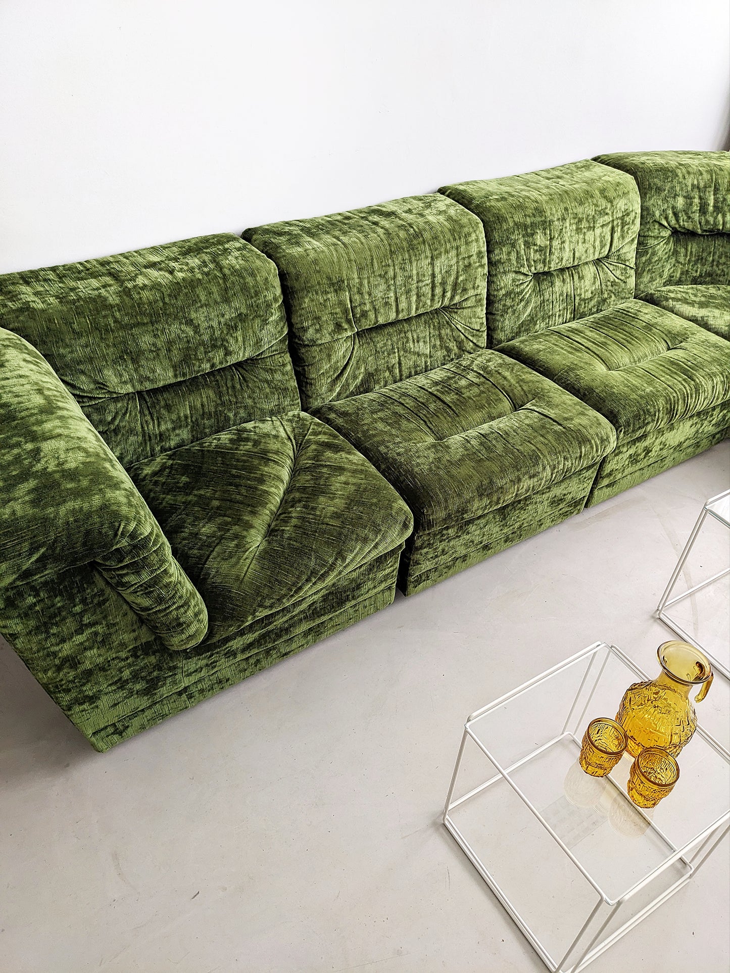 Modular Crushed Velvet Sofa (6 elements) 1970's