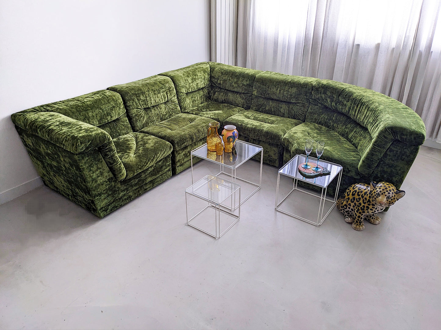 Modular Crushed Velvet Sofa (6 elements) 1970's