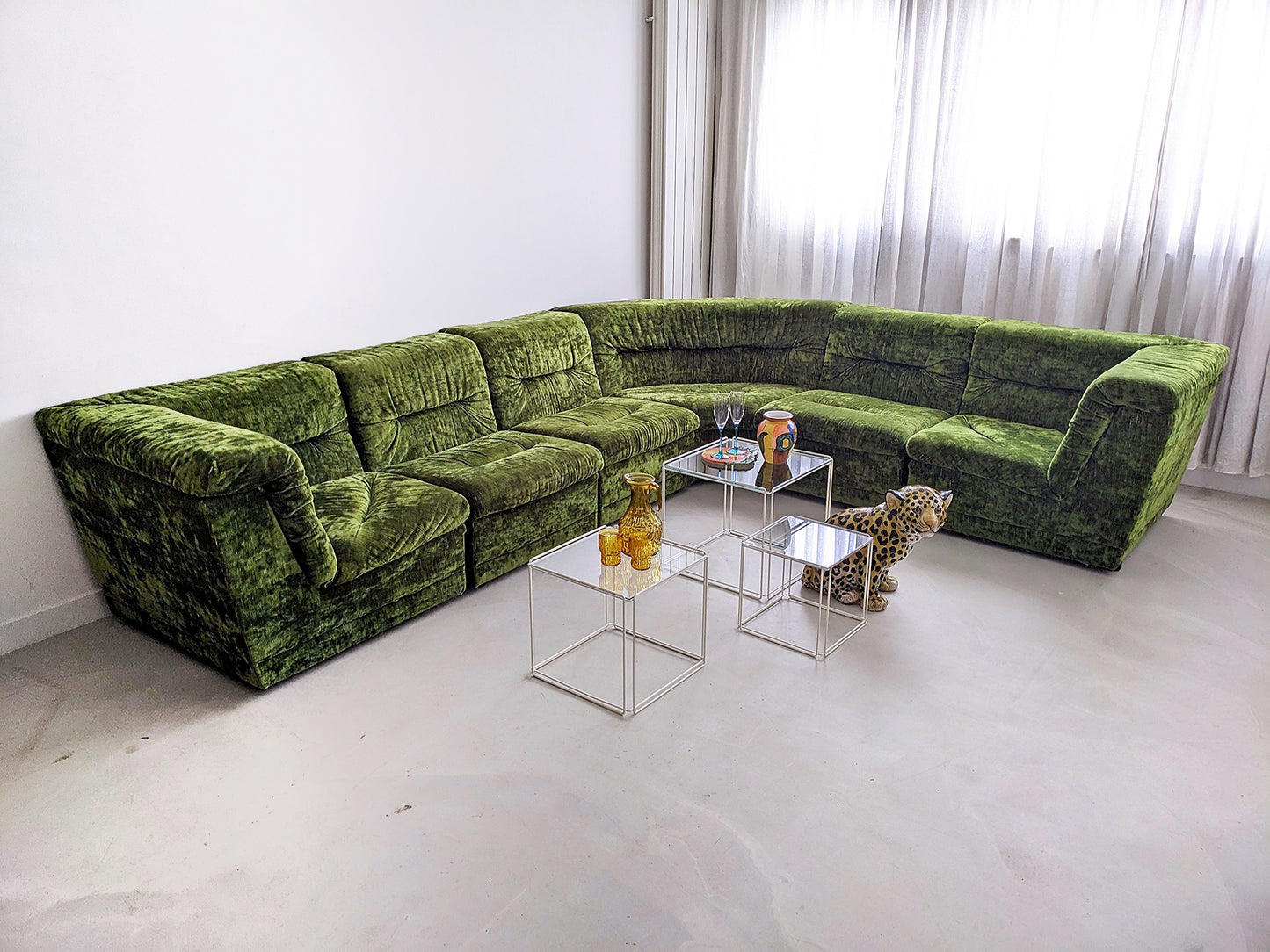 Modular Crushed Velvet Sofa (6 elements) 1970's