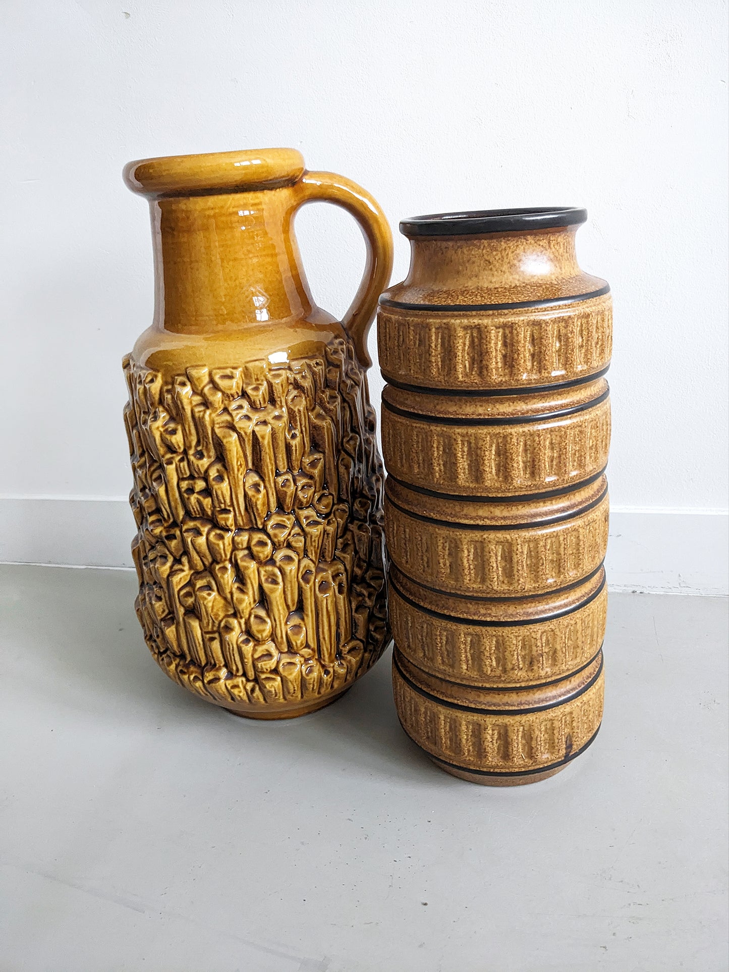 West Germany Floor Vase (Brown & Beige) 1960's