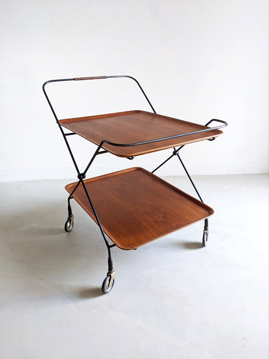 Foldable Bar Cart by Paul Nagel for Jie Gantofa 1960's