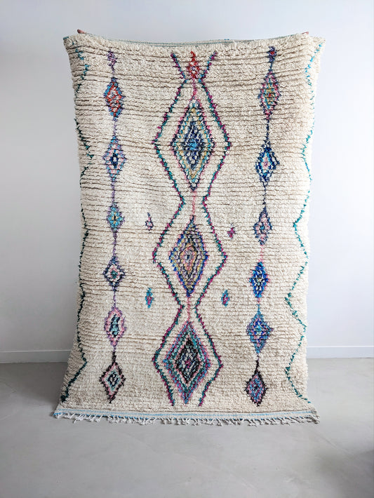 Blue and purple Azilal Maroccan Berber rug from the Atlas Mountains in Morocco