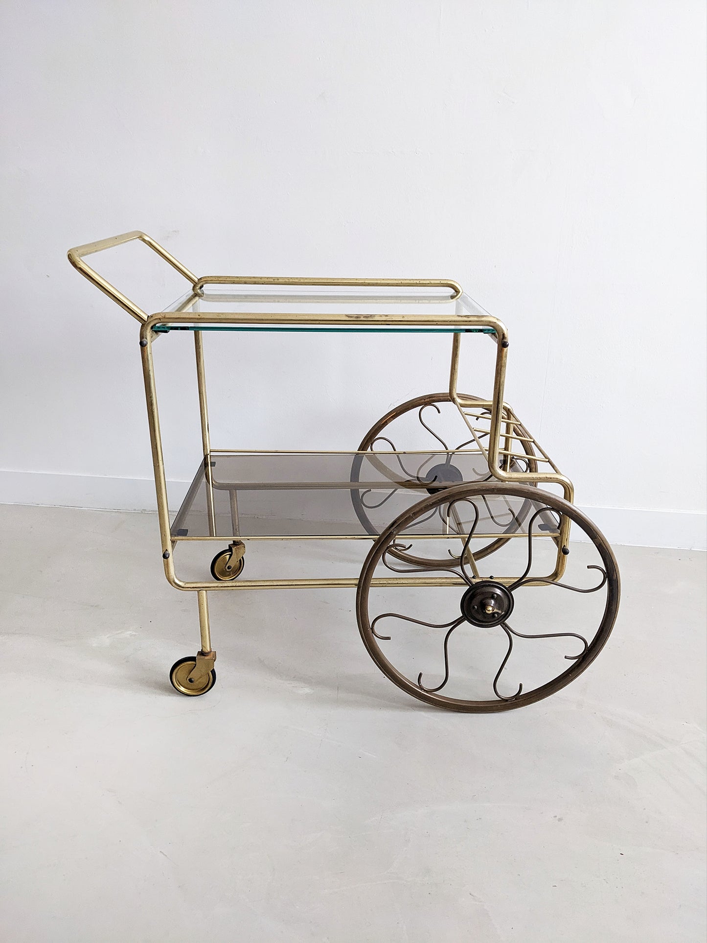 Vintage Brass & Glass Bar Cart 1960's