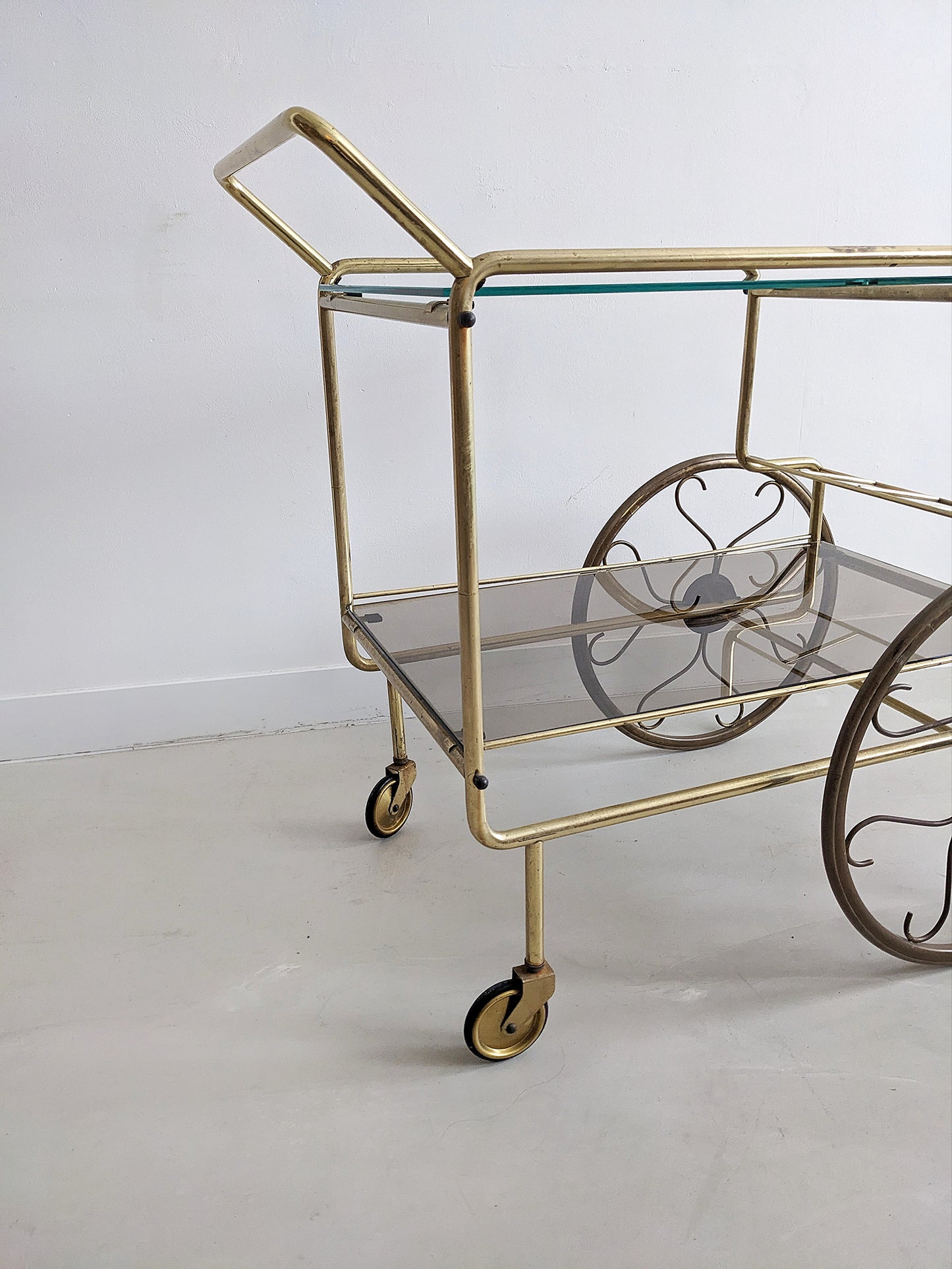Vintage Brass & Glass Bar Cart 1960's