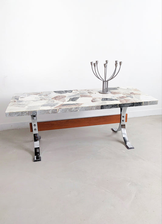 Vintage Marble & Chrome Coffeetable 1970's