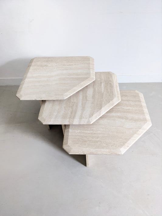 Travertine Nesting Tables 1980's