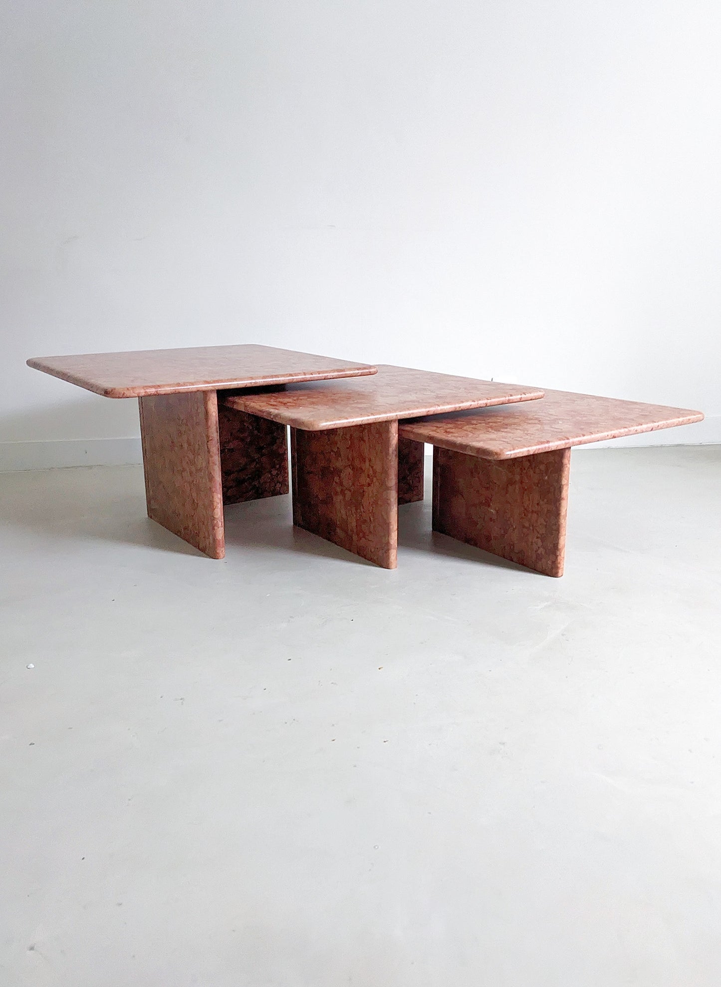Antico Rosso Marble Nesting Tables 1970's
