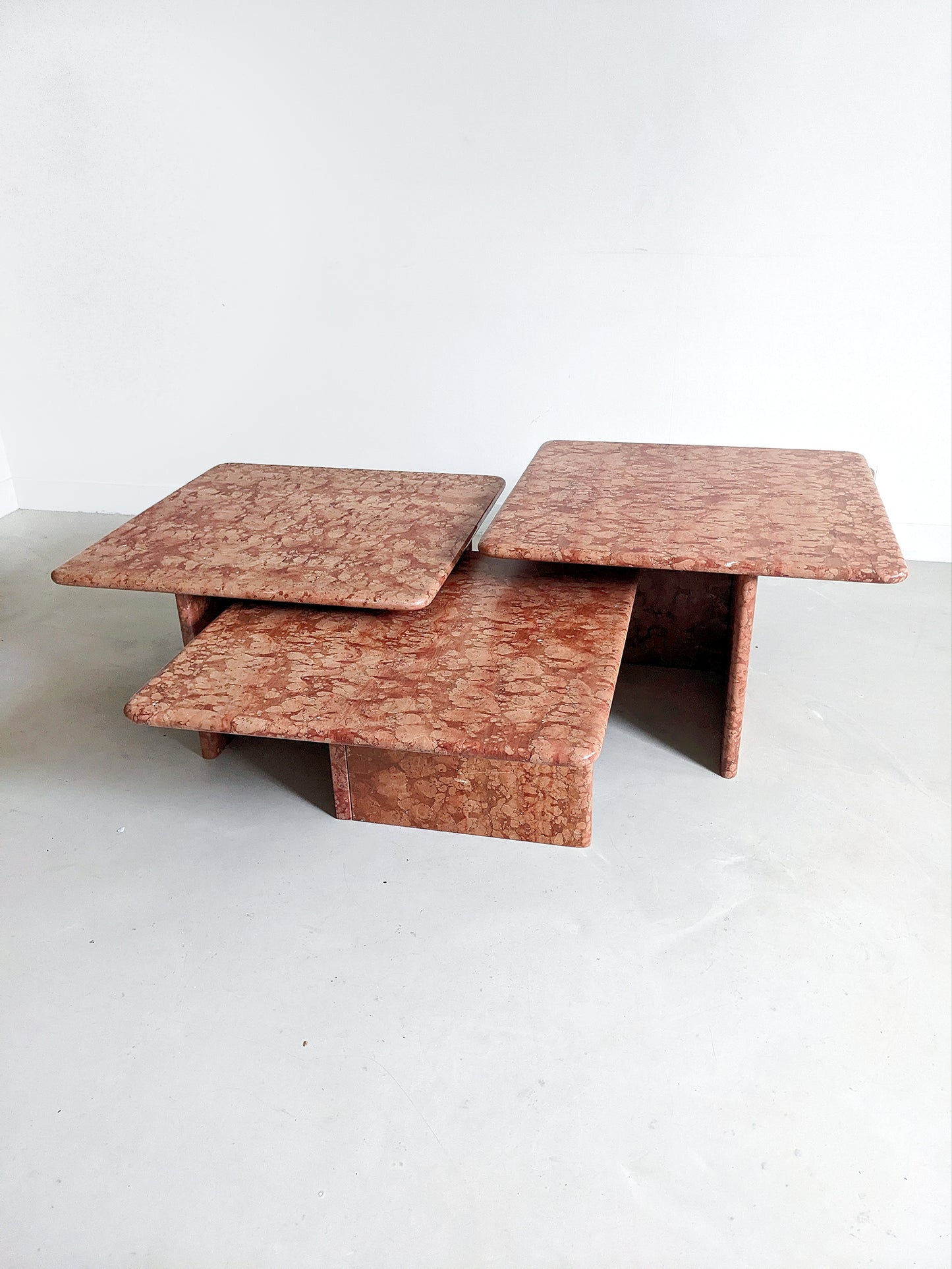 Antico Rosso Marble Nesting Tables 1970's