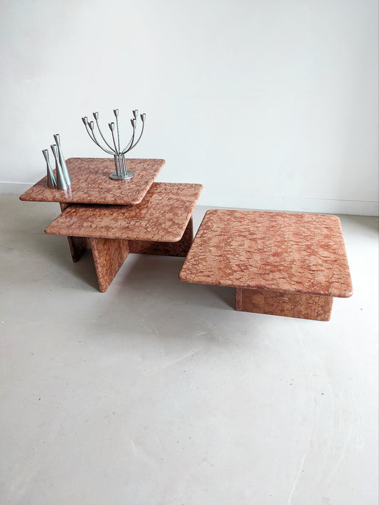 Antico Rosso Marble Nesting Tables 1970's