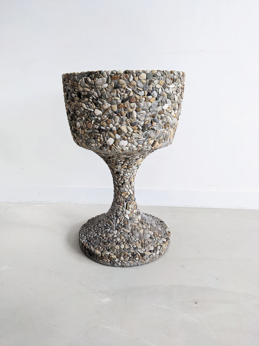 Vintage Concrete Pebble Stone Planter 1950's