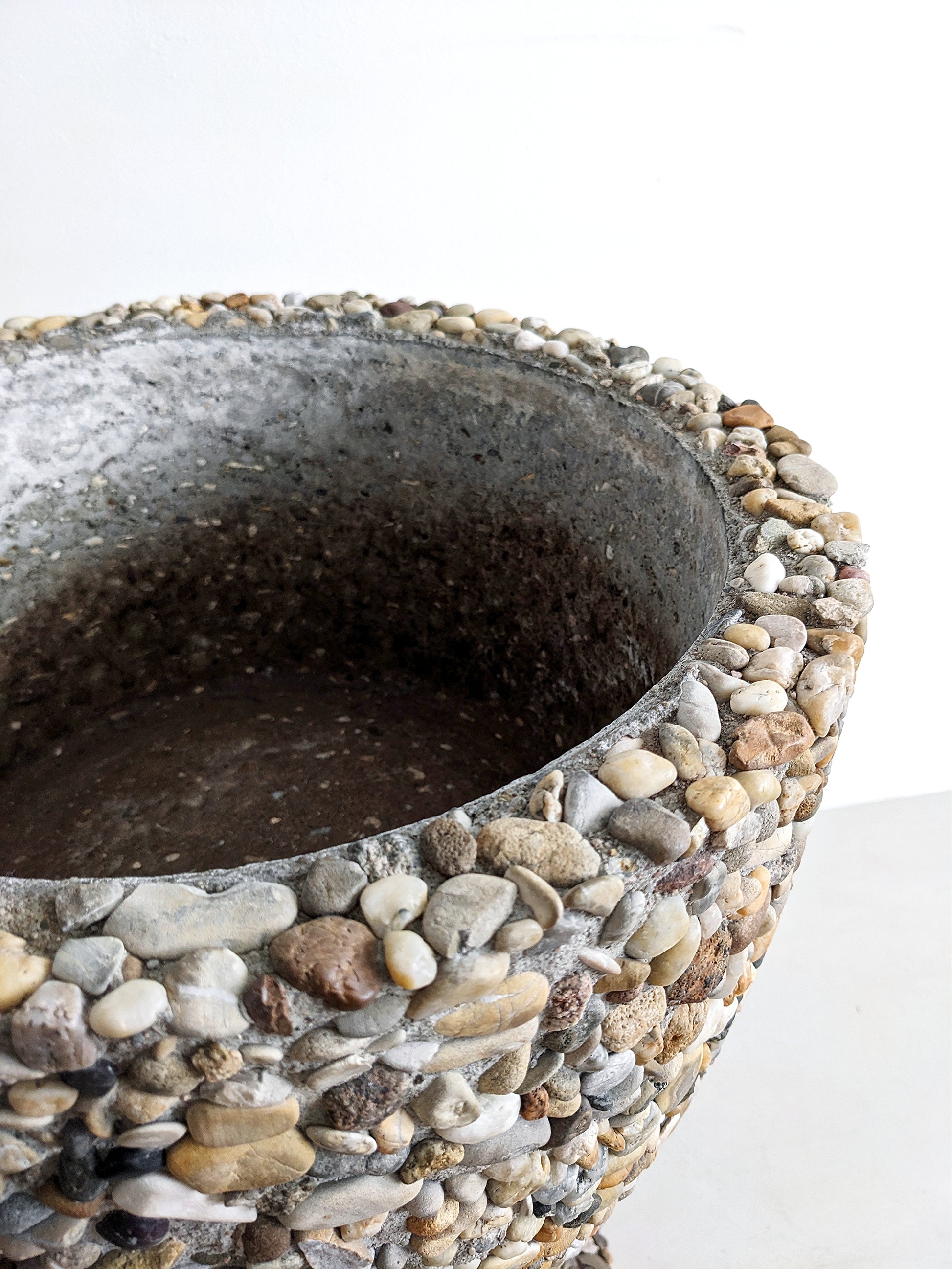 large pebbles for plant pots Vintage Concrete Pebble Stone Planter 1950's – VintageVonk