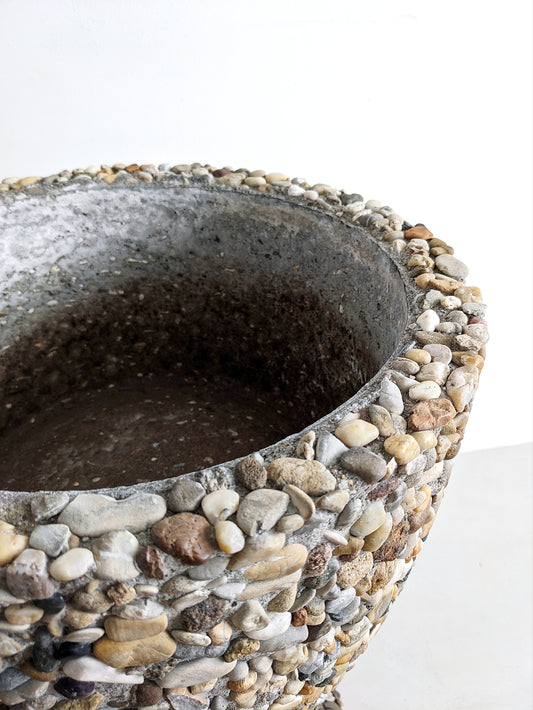 Vintage Concrete Pebble Stone Planter 1950's