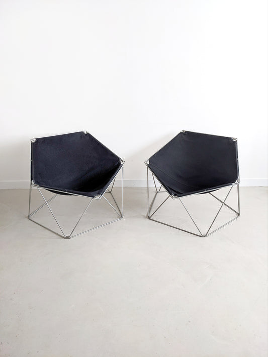 Set of 2 'Penta' Chairs by Jean-Paul Barray & Kim Moltzer for Bofinger 1960's