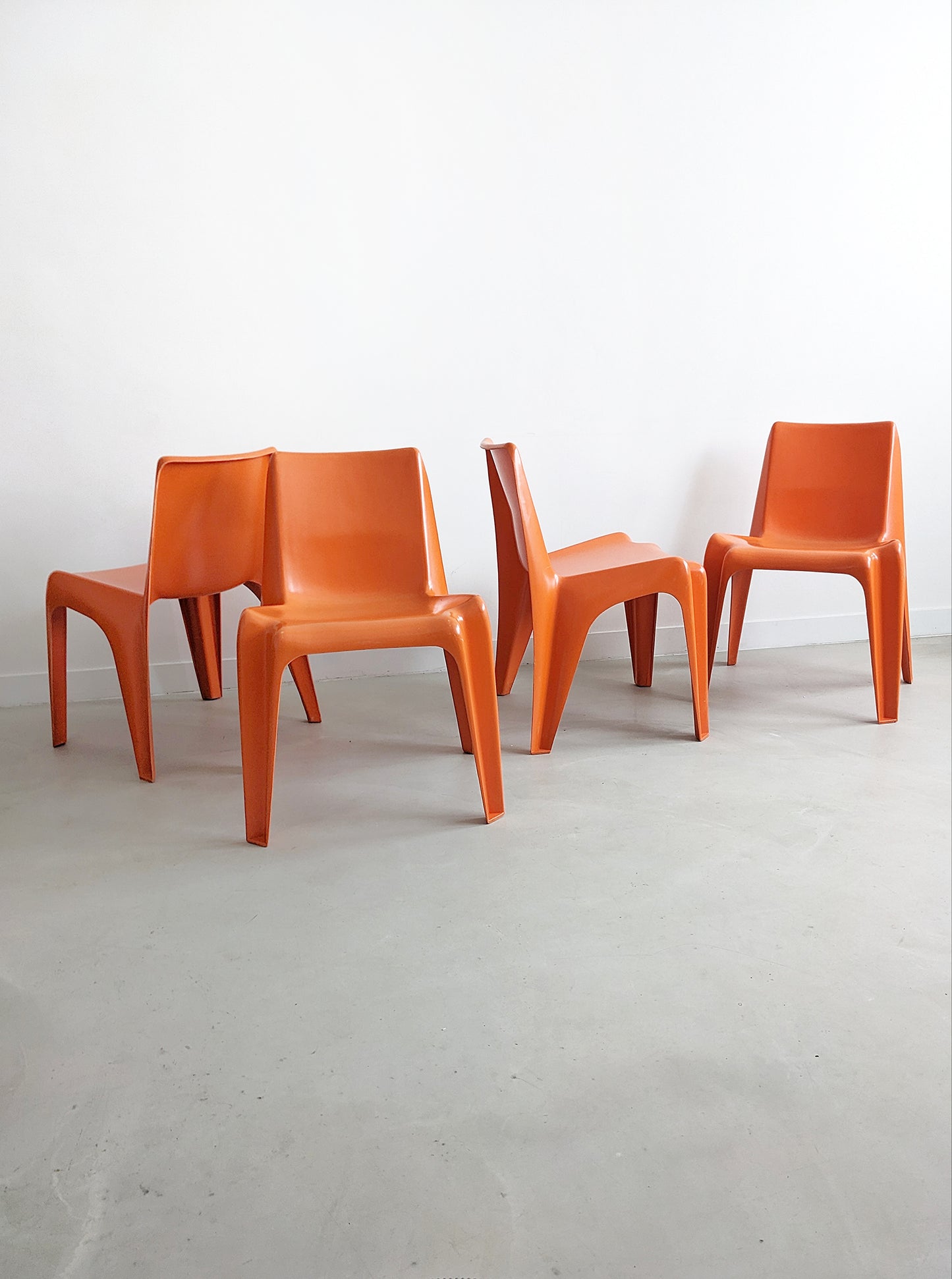 Set of 4 Orange 'BA 1171' Dining Chairs by Helmut Bätzner for Bofinger 1960's