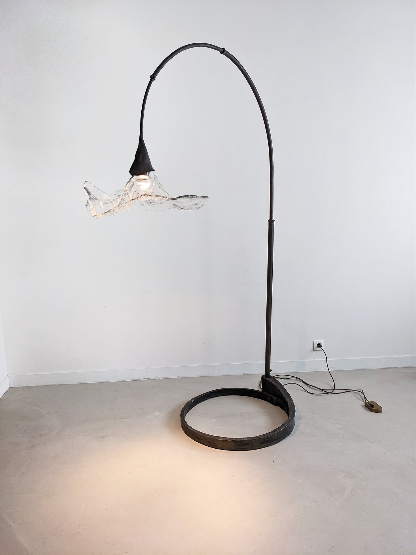 XL Bronze Flower Shaped Floor Lamp by Lothar Klute 1980's