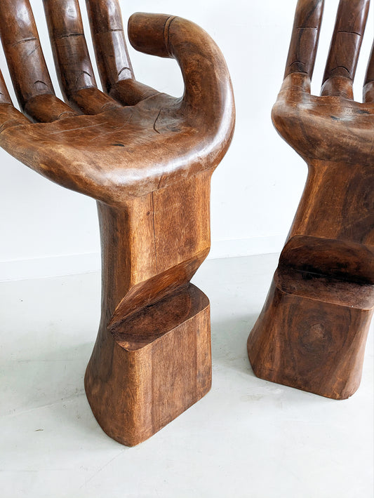 Handcarved Suar Wood Hand Barstool 1970's