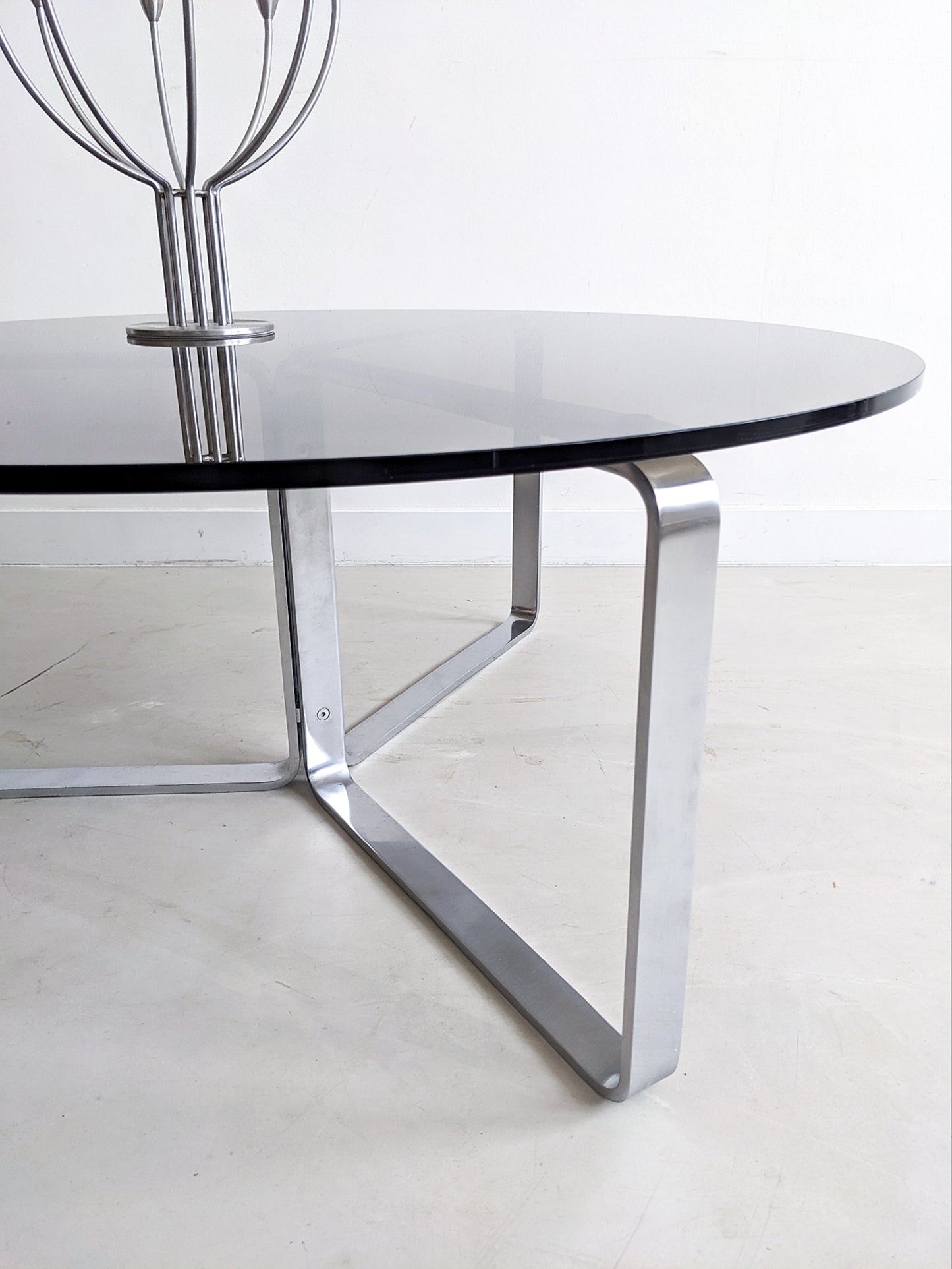 Space Age Chrome & Smoked Glass Coffee Table 1970's