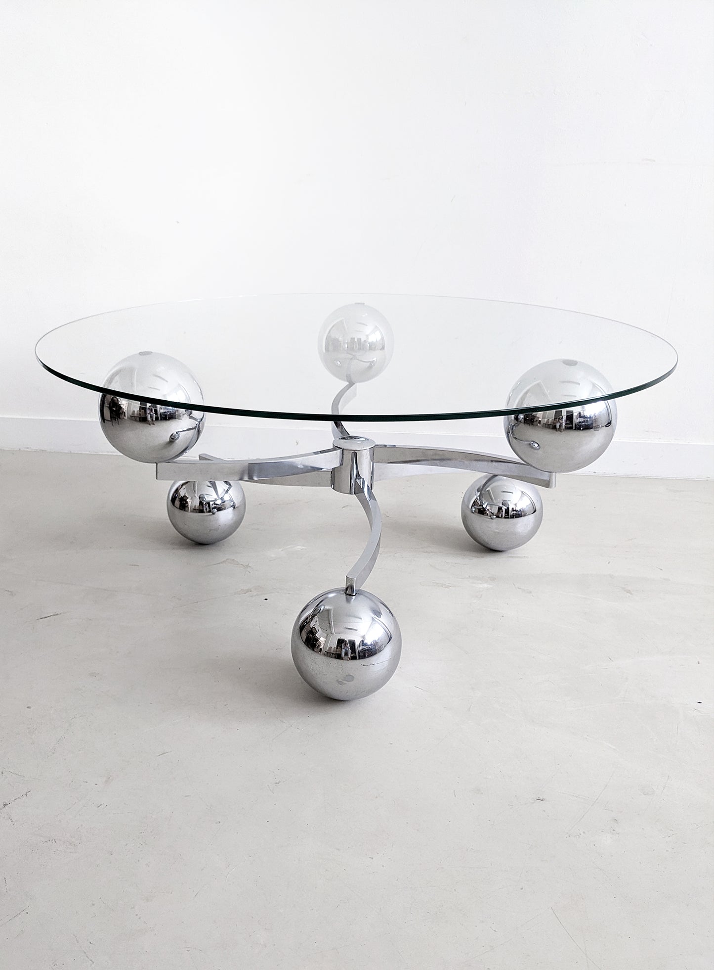 Chrome & Glass Sputnik Coffee Table 1960's