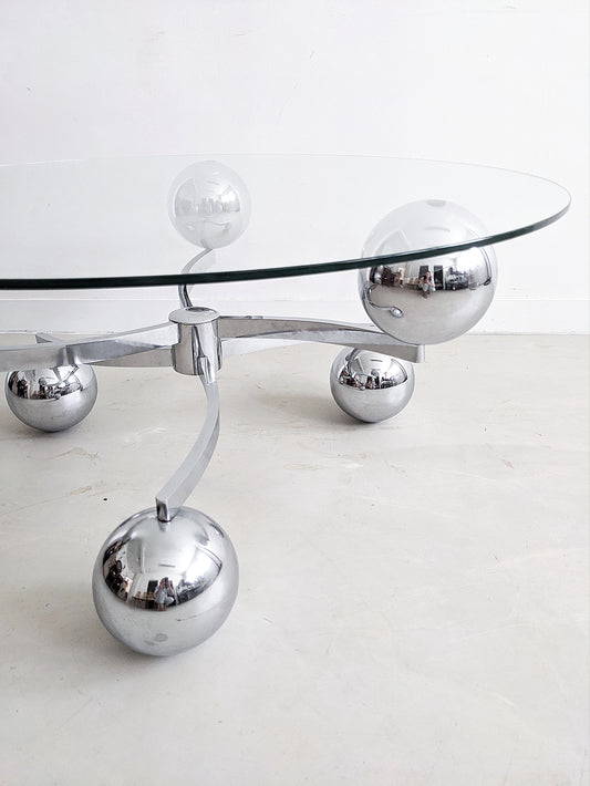 Chrome & Glass Sputnik Coffee Table 1960's