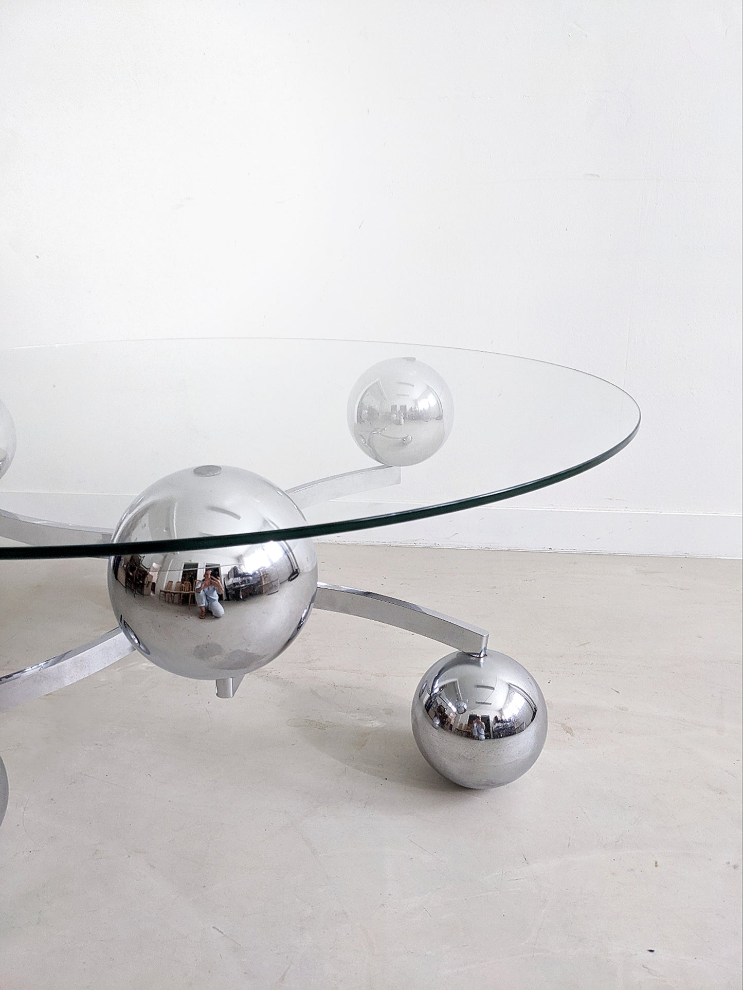 Chrome & Glass Sputnik Coffee Table 1960's