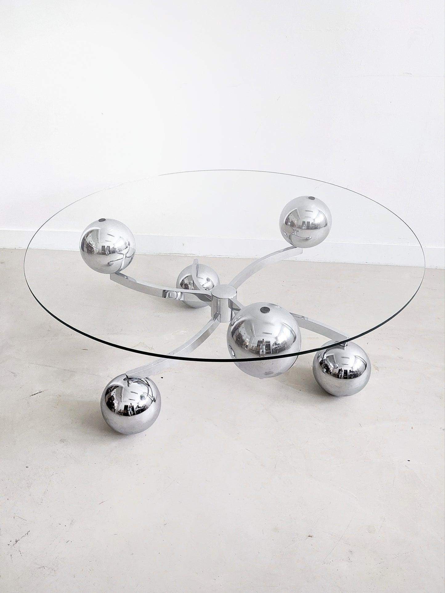 Chrome & Glass Sputnik Coffee Table 1960's