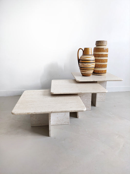 Set of 3 Travertine Nesting Tables 1980's